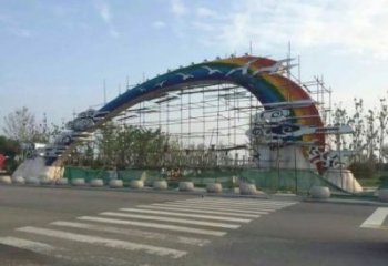 云朵大雁大门雕塑，地域形象美陈，烤漆工艺制作