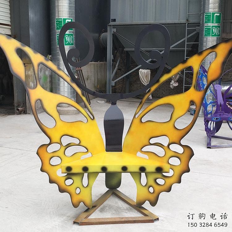 蝴蝶坐凳雕塑,公园小品雕塑,不锈钢烤漆雕塑 蝴蝶坐凳雕塑,公园小品雕塑,不锈钢烤漆雕塑