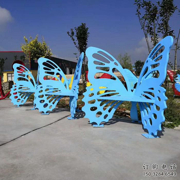 现代景观不锈钢蝴蝶坐凳雕塑 现代景观不锈钢蝴蝶坐凳雕塑