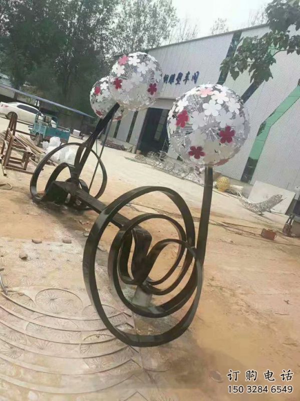 蒲公英坐凳雕塑厂家，烤漆工艺，广场艺术摆件