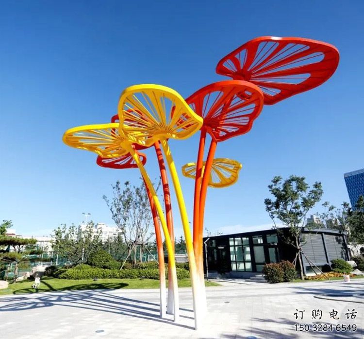 不锈钢镂空树叶廊架雕塑制作