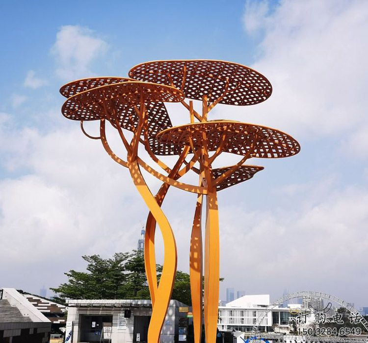 城市不锈钢镂空树廊架雕塑 城市不锈钢镂空树廊架雕塑