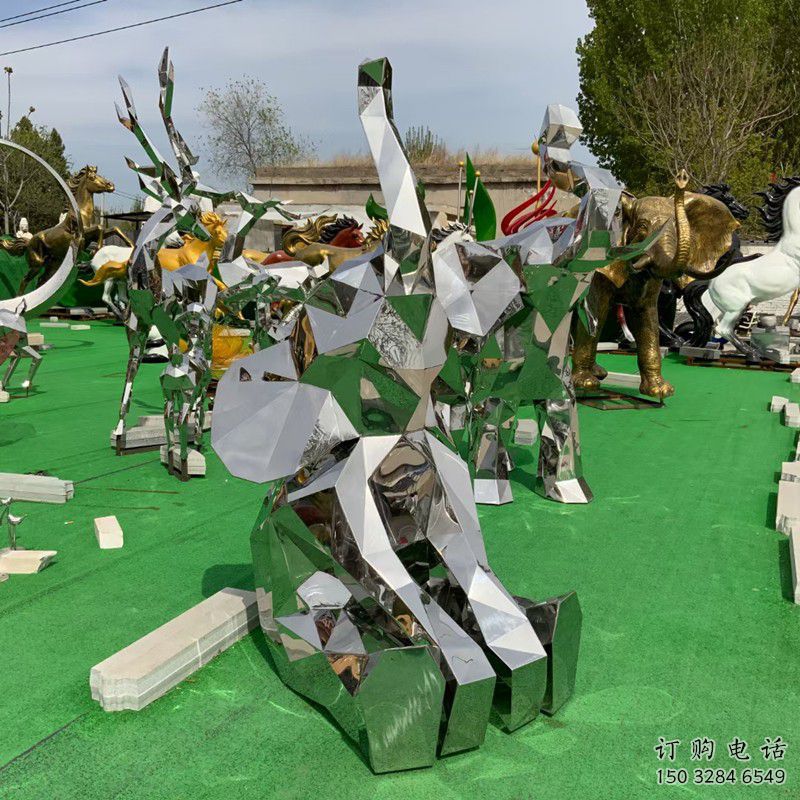 景区大象雕塑通用，陆地摆件，各类镜面大象雕塑点击