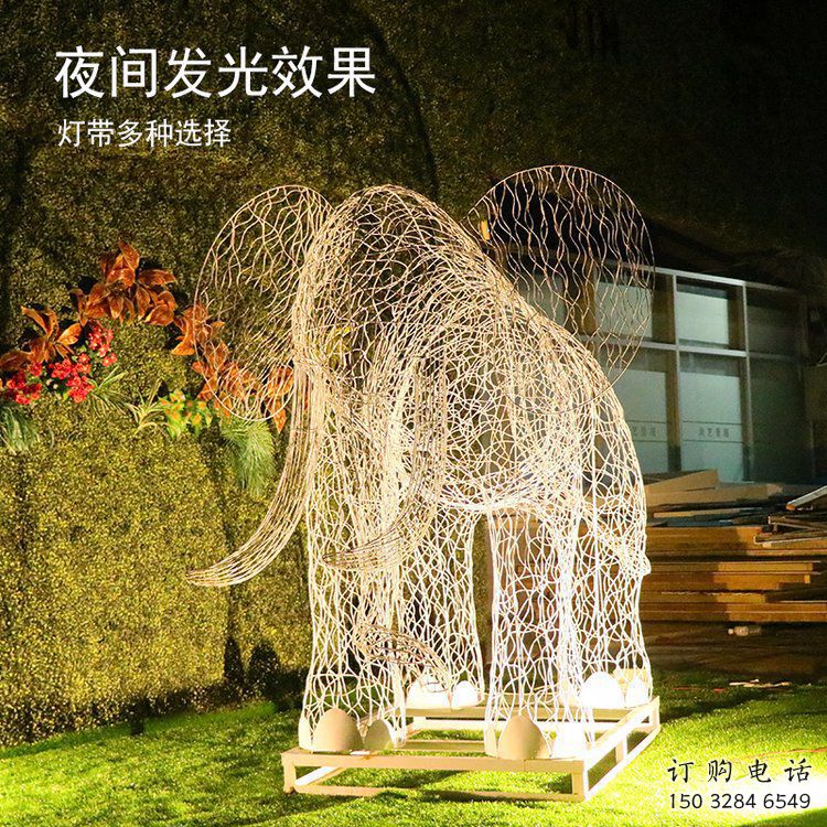 灯光大象雕塑定制，小区雕塑，镂空大象雕塑提供