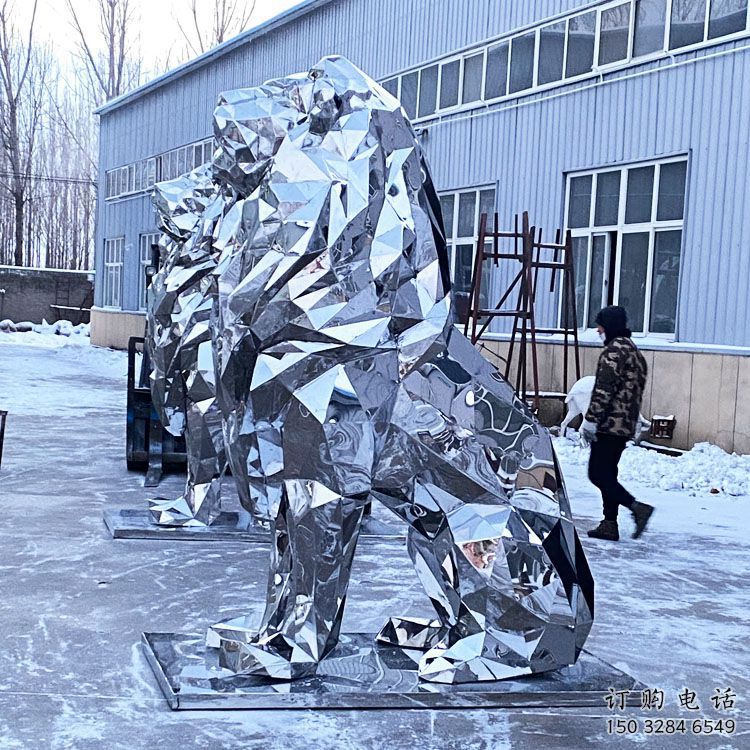 镜面狮子雕塑通用，动物小品，广场不锈钢狮子雕塑优价