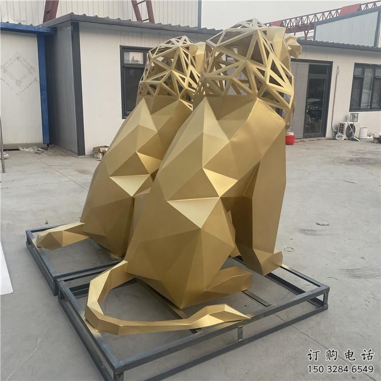 景观狮子雕塑制造，欧式风格，不锈钢狮子雕塑定价