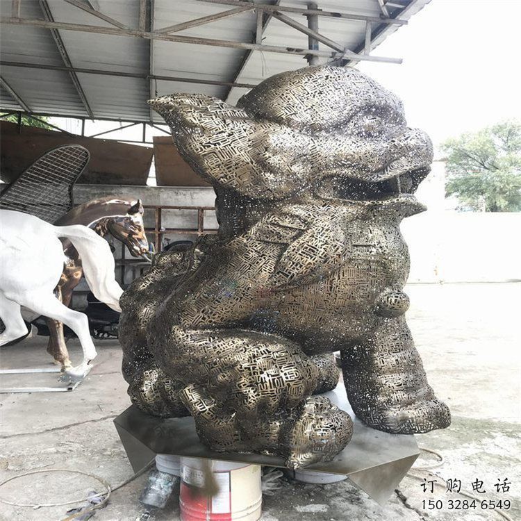 景观狮子雕塑选定，美陈雕塑，镂空钢丝狮子雕塑优选