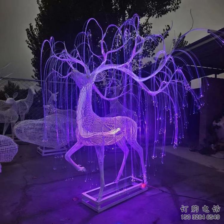 梅花鹿雕塑优选，陆地摆件，灯光艺术梅花鹿雕塑供应