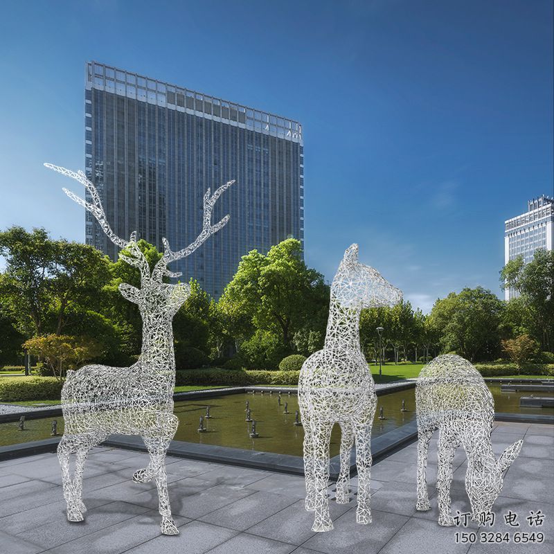 梅花鹿雕塑常用，景观概念，镂空梅花鹿雕塑展品