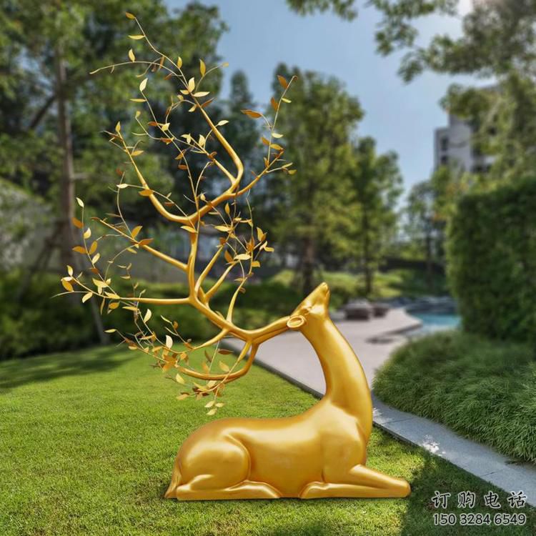 金属梅花鹿雕塑制造，公园雕塑，仿真梅花鹿雕塑展品