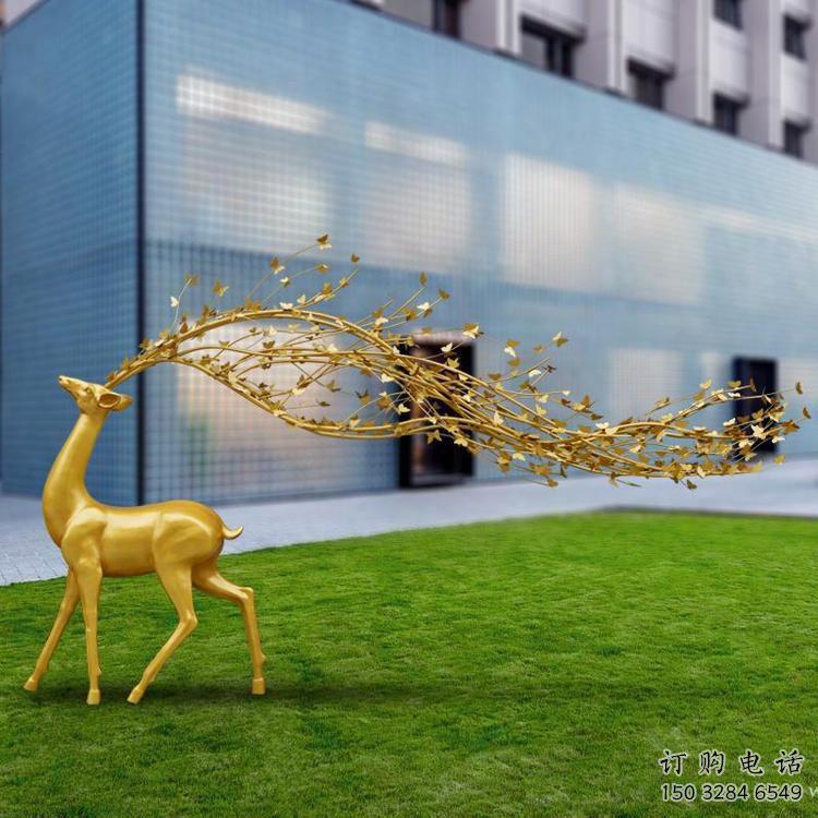 景观梅花鹿雕塑供求，金属构件，仿真梅花鹿雕塑观赏型