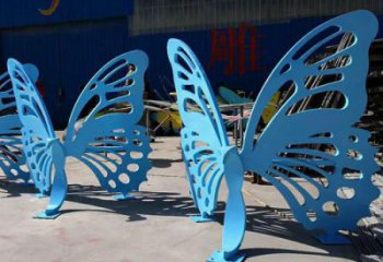 现代艺术美陈蝴蝶坐凳雕塑，镂空工艺制作
