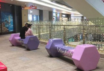 坐凳雕塑，休憩景观小品，哑铃坐凳雕塑厂家