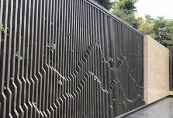 镂空景墙雕塑，拉丝工艺不锈钢雕塑
