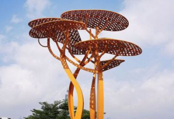 城市不锈钢镂空树廊架雕塑