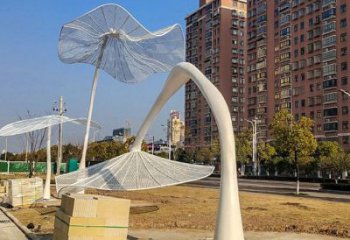 花伞廊架雕塑，不锈钢廊架花雕塑