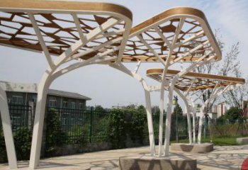 镂空不锈钢大树叶廊架雕塑
