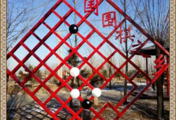 围棋宣传栏雕塑，镂空结构不锈钢雕塑