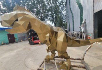 景观恐龙雕塑供应，公园雕塑，金属几何恐龙雕塑制作