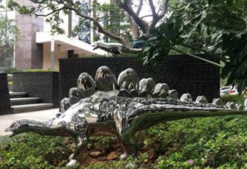 景观恐龙雕塑厂家，抛光工艺，镜面恐龙雕塑承接