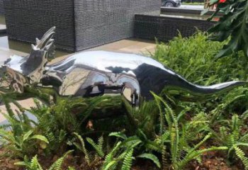 艺术恐龙雕塑观赏型，街景小品，镜面恐龙雕塑主题常用