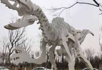 镂空恐龙雕塑展品，金属制作，恐龙骨架雕塑精品