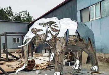 大型大象雕塑制作，动物小品，镜面大象雕塑提供
