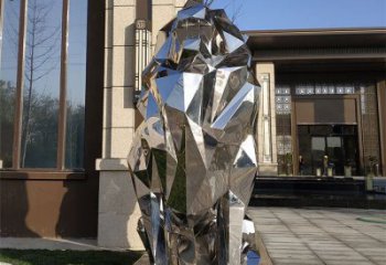 切面狮子雕塑造型供需，广场雕塑，不锈钢镜面狮子雕塑选用