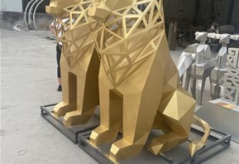 广场狮子雕塑批发，动物系列，不锈钢狮子雕塑制作