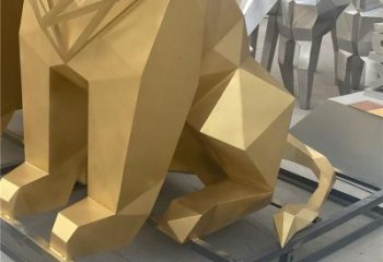 几何狮子雕塑制造，金属构件，不锈钢狮子雕塑提供