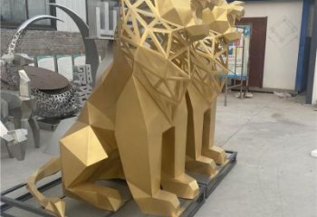 现代狮子雕塑定制，中式工艺，景观不锈钢狮子雕塑优价