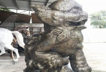 景观狮子雕塑选定，美陈雕塑，镂空钢丝狮子雕塑优选