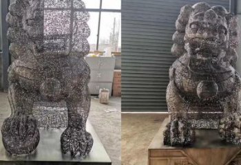 透雕狮子雕塑常用，镂空概念，不锈钢狮子雕塑展品