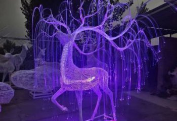 梅花鹿雕塑优选，陆地摆件，灯光艺术梅花鹿雕塑供应