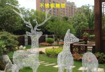 抽象梅花鹿雕塑展品，小区雕塑，镂空梅花鹿雕塑制作