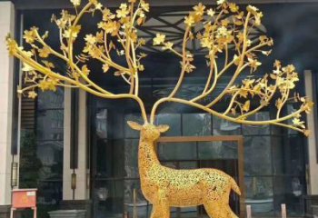 公共梅花鹿雕塑订做，城市装饰，庭院镂空梅花鹿雕塑展品