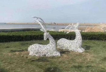 编织小鹿雕塑通用，街道标识，仿真镂空小鹿雕塑承接