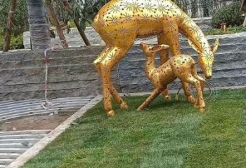 小鹿雕塑展品，透雕工艺，户外镂空小鹿雕塑精品