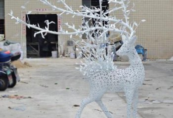 花园梅花鹿雕塑批发，标识雕塑，展示镂空梅花鹿雕塑