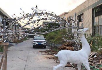 梅花鹿雕塑优价，金属组合，仿真梅花鹿雕塑特供