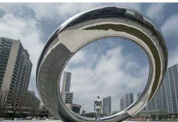 镂空圆环雕塑，喷水景观雕塑，喷泉结构形式