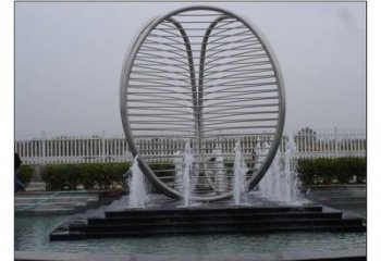 喷泉圆环雕塑，水景艺术结构，旱地水景喷泉雕塑