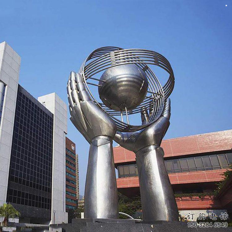 地球仪雕塑定做,小区摆件,镜面手托地球仪雕塑制作 地球仪雕塑定做,小区摆件,镜面手托地球仪雕塑制作