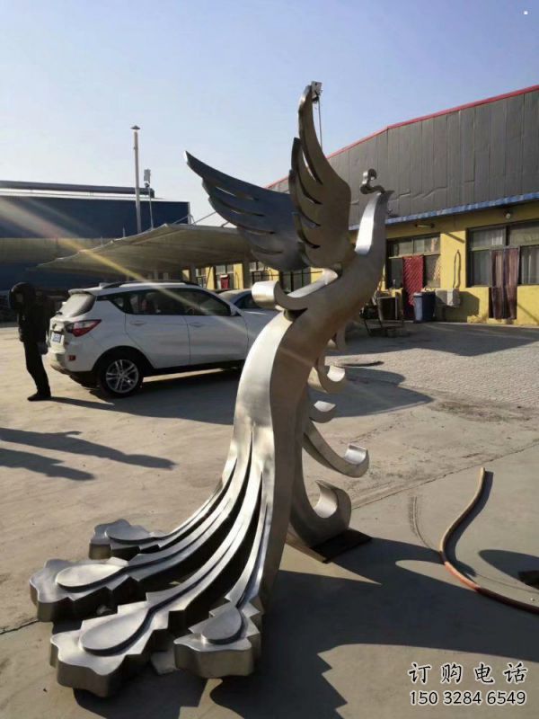 制造凤凰雕塑厂家，艺术组合，不锈钢凤凰雕塑工程制作