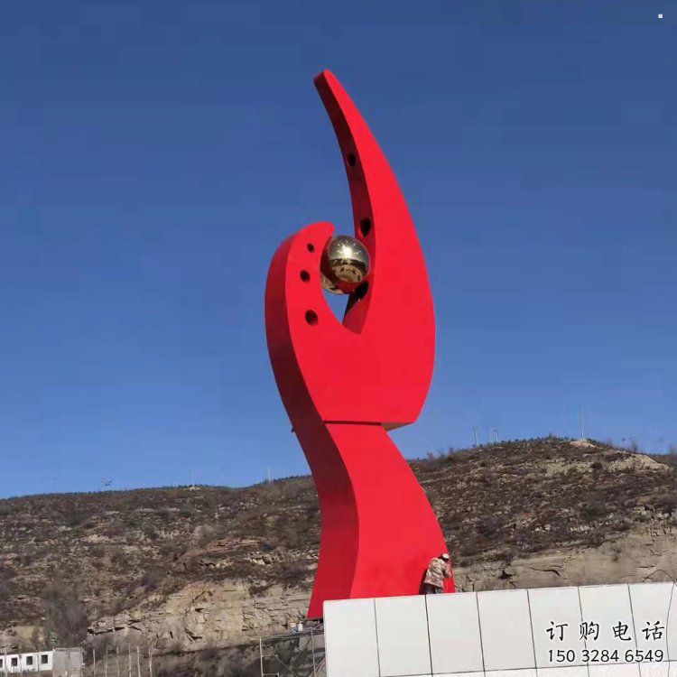 凤凰雕塑点击，地标摆件，抽象几何凤凰雕塑承接