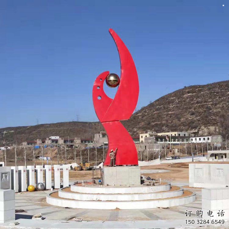 凤凰雕塑点击，景观雕塑，几何抽象凤凰雕塑厂家