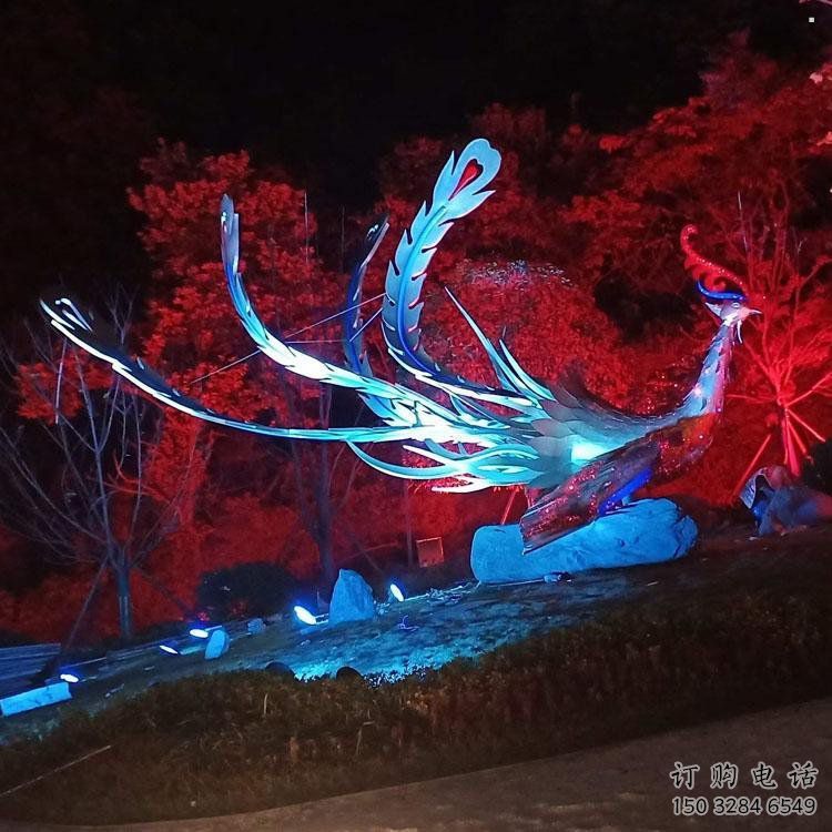 凤凰雕塑选用，多彩艺术，发光凤凰雕塑厂家展品
