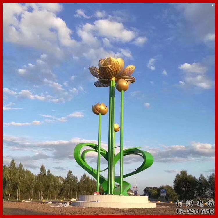 荷花雕塑供需，彩钢制作，大型仿真荷花雕塑公司