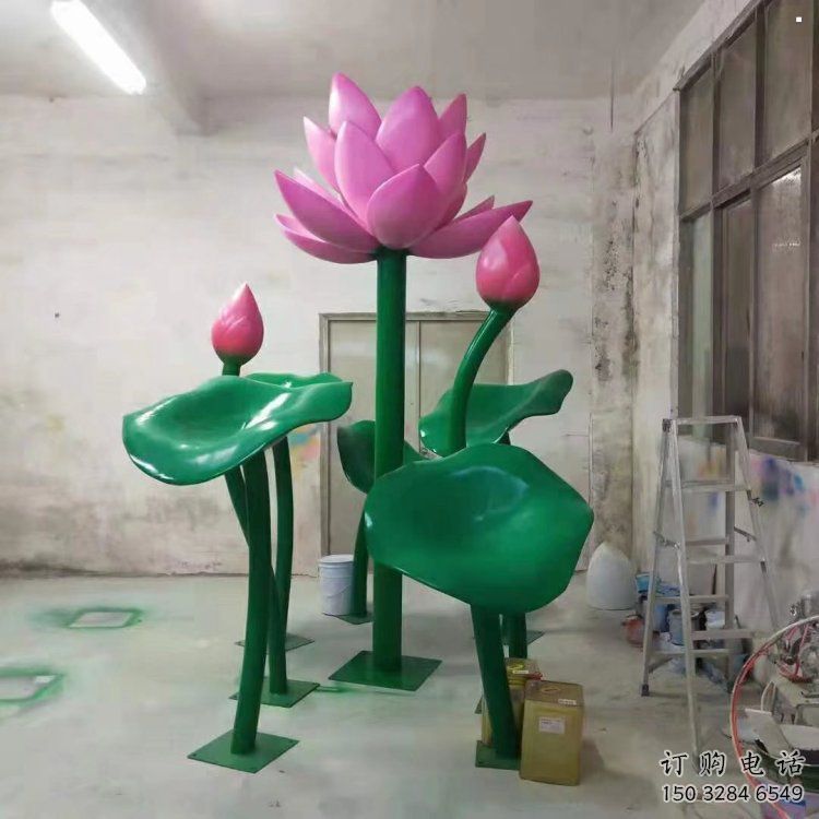 荷花雕塑观赏型，露天雕塑，不锈钢荷花雕塑订做