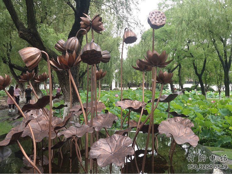 铜荷花雕塑通用，街道标识，铜荷花雕塑厂家承接